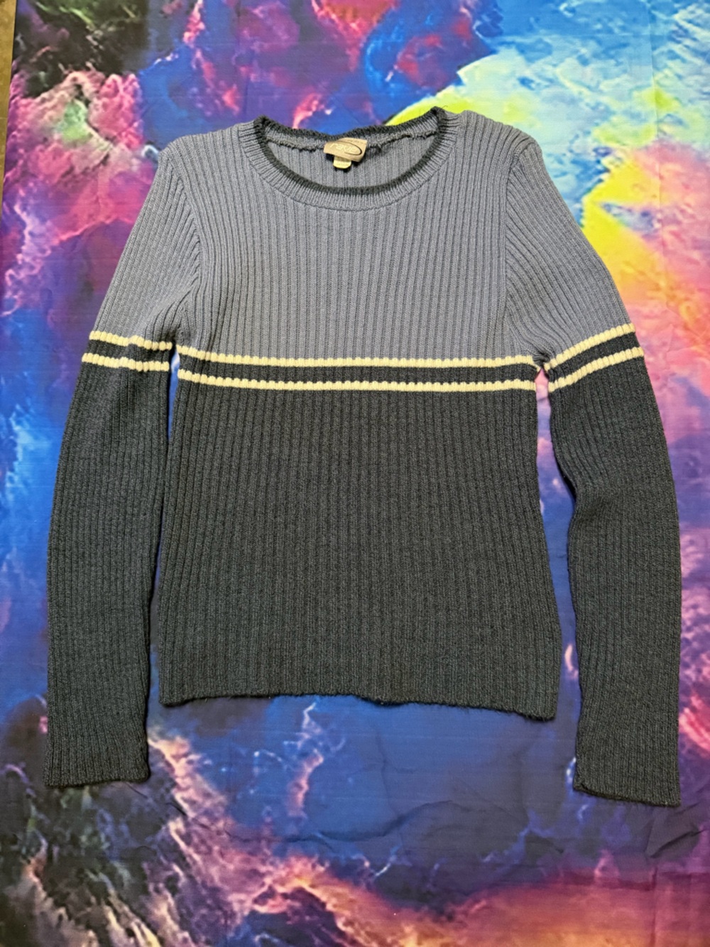 rave charcoal & gray Sweater with Cream Stripe